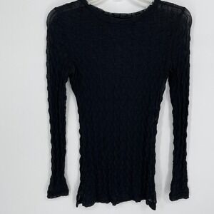 SHEIN Women's Black Sheer Textured Long Sleeve Top Size XS